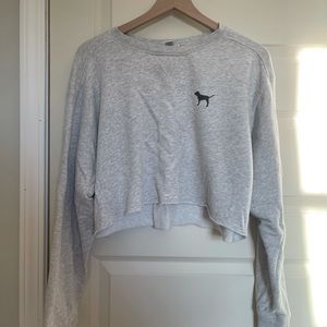 PINK cropped crew sweatshirt